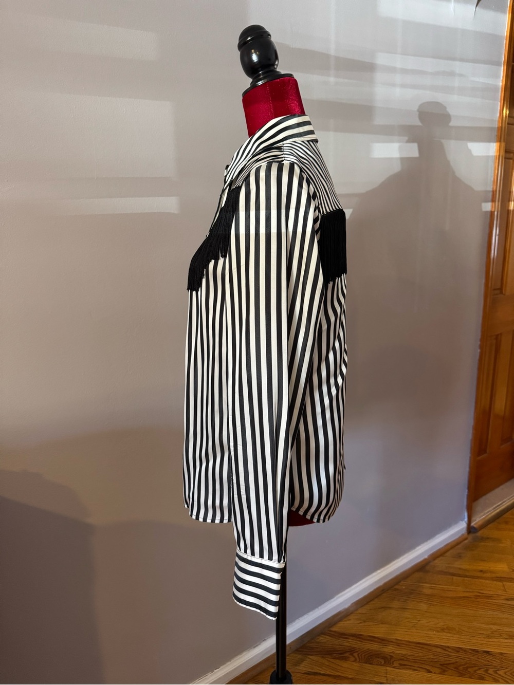 Marc Jacobs Striped Fringe Western Button-Up Blouse Long Sleeve Size 2 - Picture 2 of 5
